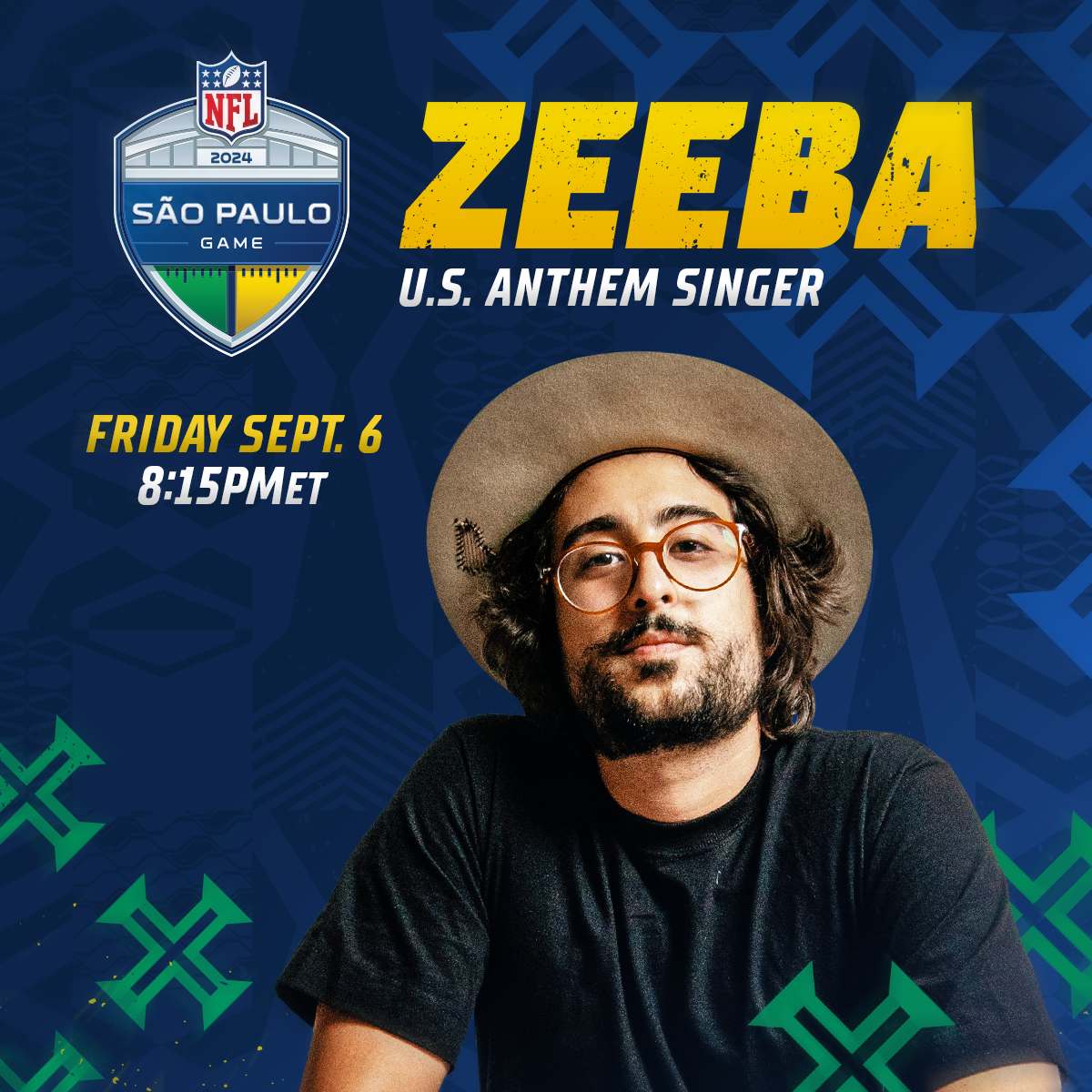 notícia Zeeba é confirmado para apresentar o Hino Nacional Americano no jogo da NFL no Brasil