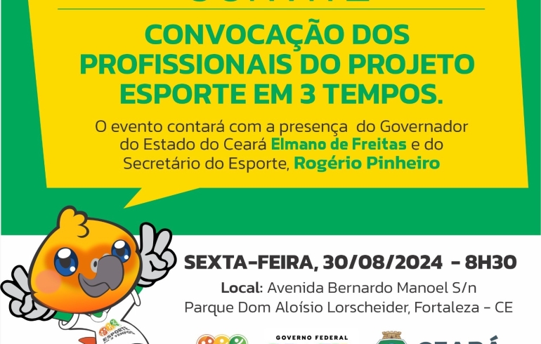 noticia Governo do Ceará convoca 240 profissionais do Projeto Esporte em 3 Tempos