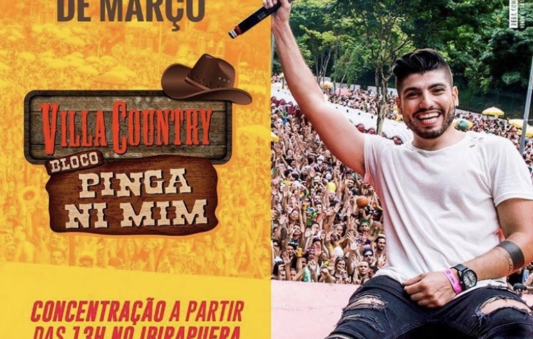 noticia Cantor sertanejo Felipe Ossani é atração do Bloco Pinga Ni Mim do Villa Country hoje em São Paulo