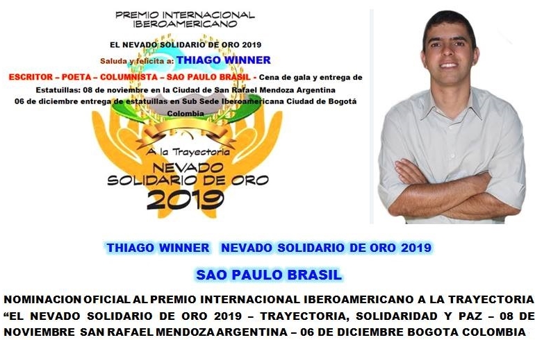 noticia Escritor e poeta Thiago Winner representará o Brasil no evento Prêmio Internacional Ibero-americano à trajetória 