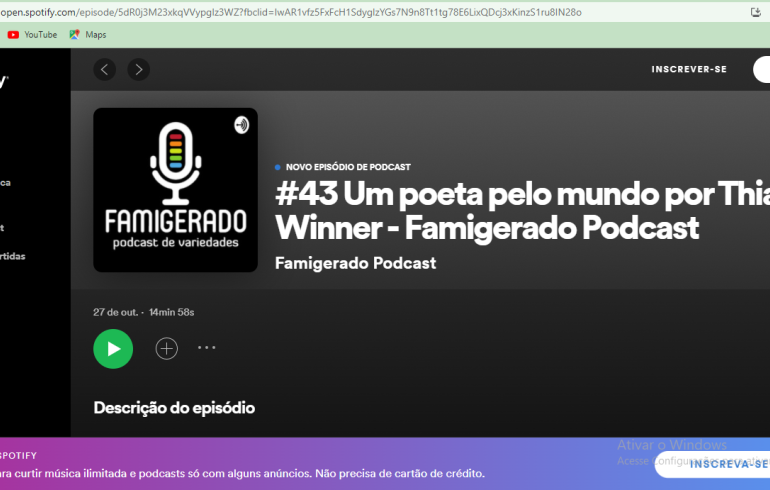 noticia Escritor/Poeta Thiago Winner foi entrevistado no Famigerado Podcast - Curitiba/PR