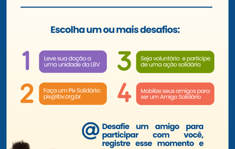 noticia LBV lança #desafio nacional na Semana do Dia do Amigo com Ação Solidária: participe, convide um amigo e marque @LBVBrasil