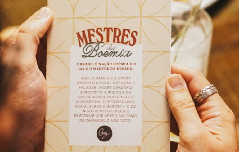 noticia “Mestre da Boêmia”: Com foco na riqueza da gastronomia brasileira, Giz Cozinha Boêmia apresenta novo cardápio