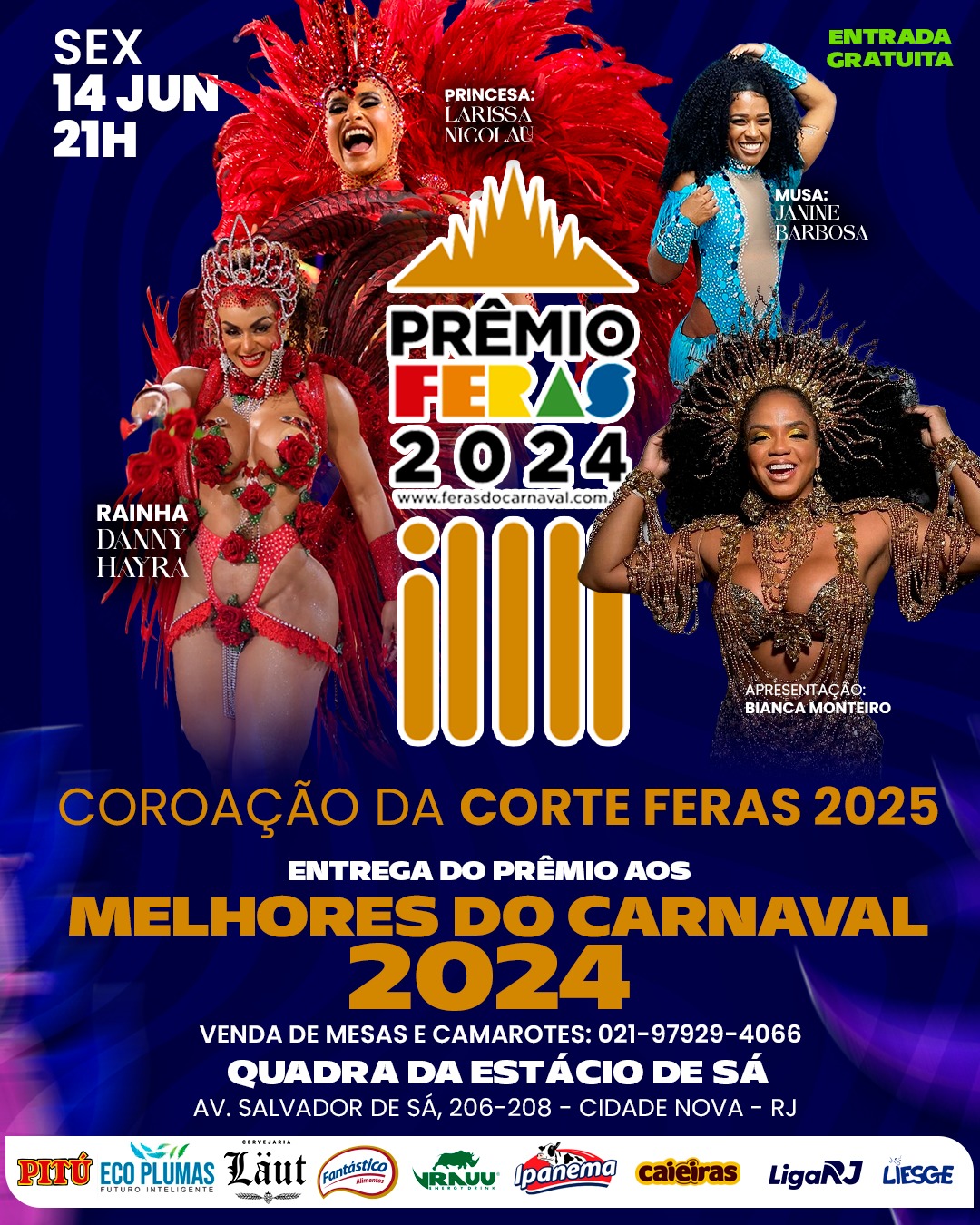 noticia PRÊMIO FERAS DO CARNAVAL ACONTECE DIA (14) DE JUNHO NA QUADRA DA ESTÁCIO DE SÁ COM ENTRADA GRATUITA, LEVEM 1 KILO DE ALIMENTOS PARA AJUDAR O POVO DO RIO GRANDE DO SUL