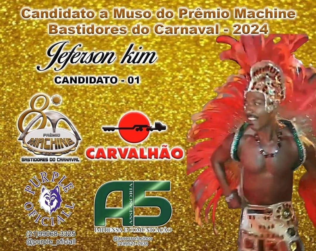 noticia Jeferson Kim é indicado à melhor muso do prêmio Machine Bastidores do carnaval 2024