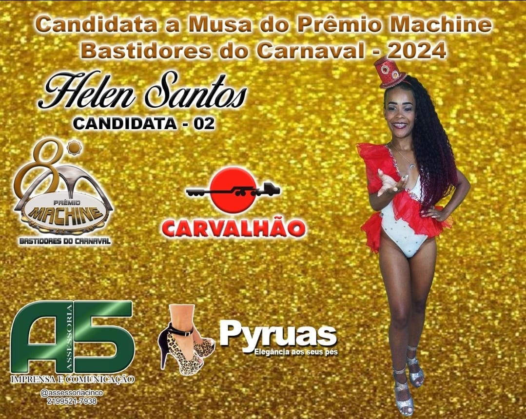 noticia Helen Santos é indicada a Musa do Prêmio Machine Bastidores do Carnaval