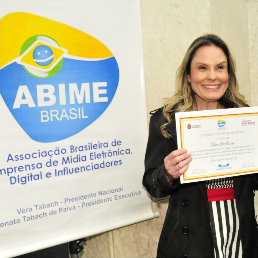 noticia ELLEN SHARKANY homenageada em evento da ABIME em São Paulo