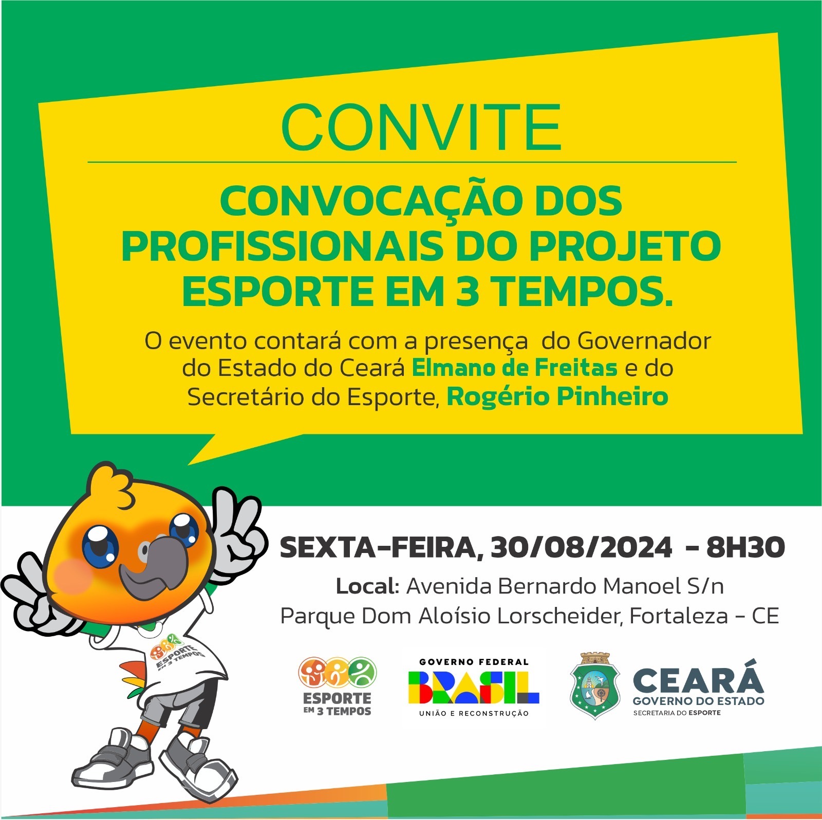 noticia Governo do Ceará convoca 240 profissionais do Projeto Esporte em 3 Tempos