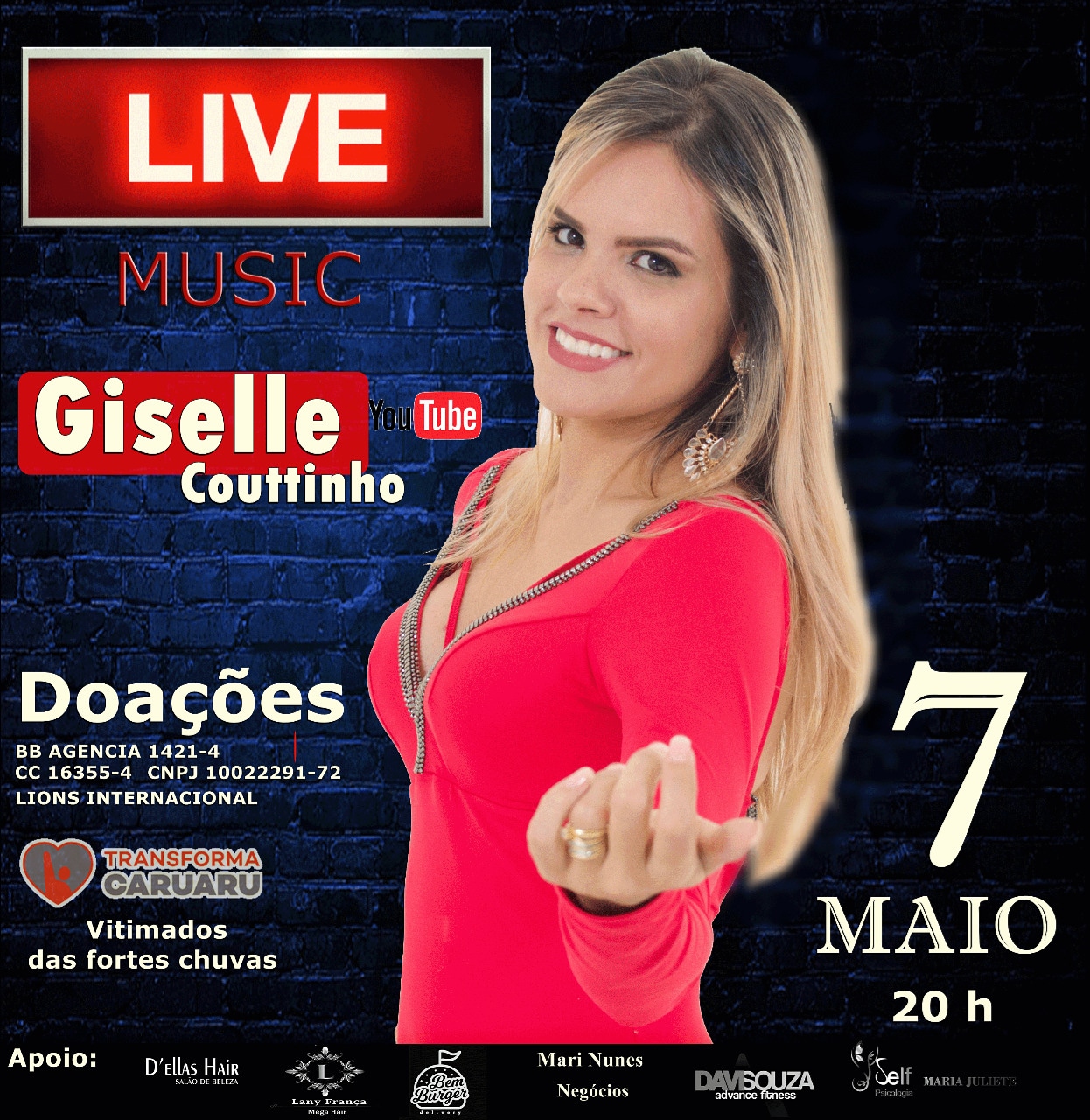 noticia ARTISTA GISELLE COUTTINHO REALIZA LIVE SOLIDÁRIA | PARCERIA LIONS INTERNACIONAL 