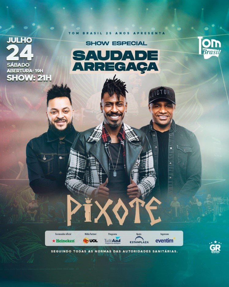 noticia Pixote se apresenta no Tom Brasil 25 anos